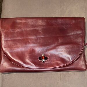 Tommy Hilfiger x Zendaya Oversized Maroon Leather Clutch